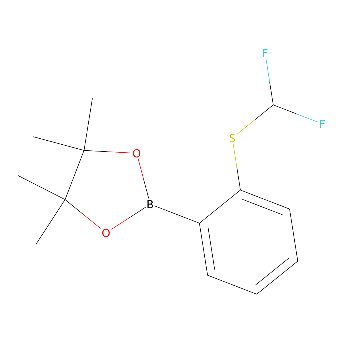 2-{2-[(Difluoromethyl)sulfanyl]phenyl}-4,4,5,5-tetramethyl-1,3,2-dioxaborolane molecular structure, CAS 1026797-06-7