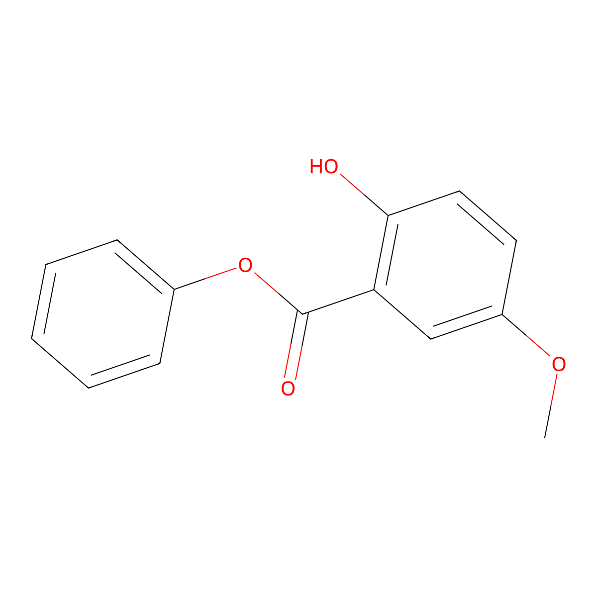 Phenyl 2-hydroxy-5-methoxybenzoate molecular structure, CAS 10268-66-3
