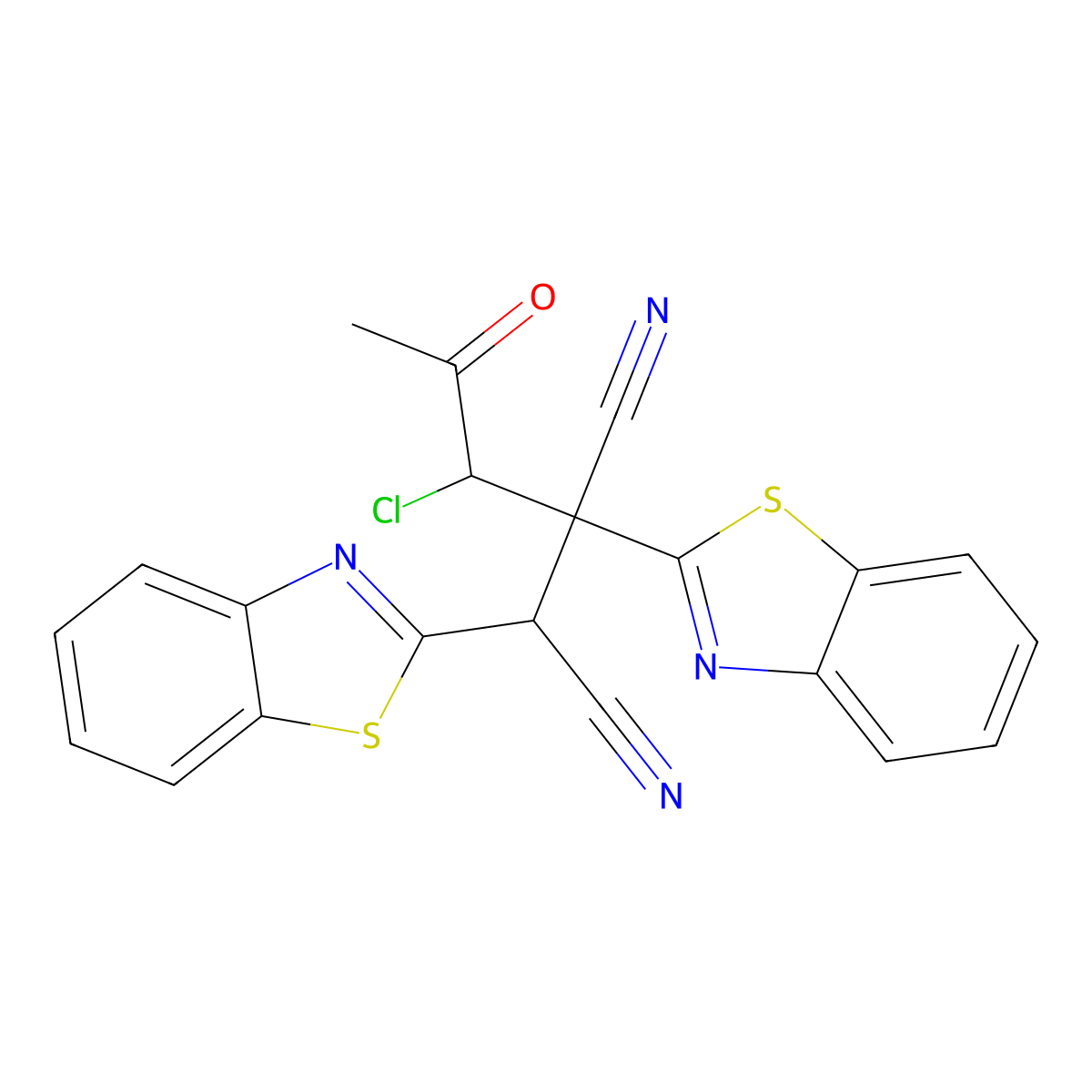 2,3-Bis(1,3-benzothiazol-2-yl)-2-(1-chloro-2-oxopropyl)butanedinitrile molecular structure, CAS 1026805-26-4