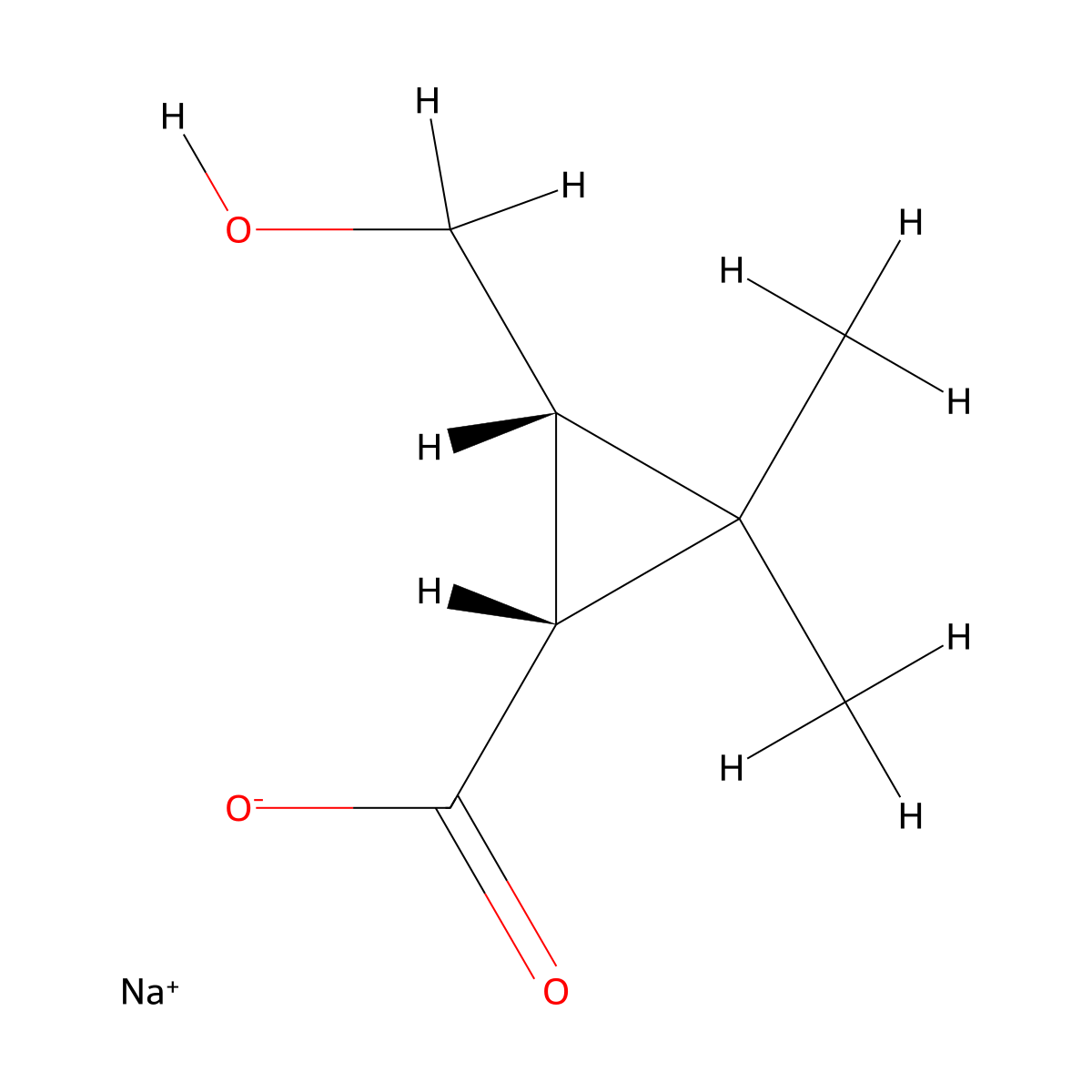 rac-sodium (1R,3S)-3-(hydroxymethyl)-2,2-dimethylcyclopropane-1-carboxylate molecular structure, CAS 102681-85-6
