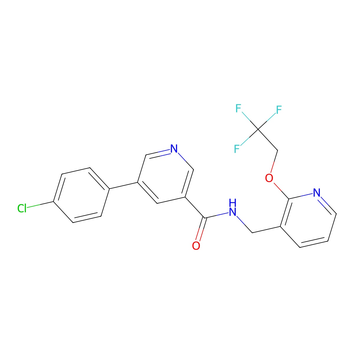 5-(4-chlorophenyl)-N-((2-(2,2,2-trifluoroethoxy)pyridin-3-yl)methyl)nicotinamide molecular structure, CAS 1026822-49-0