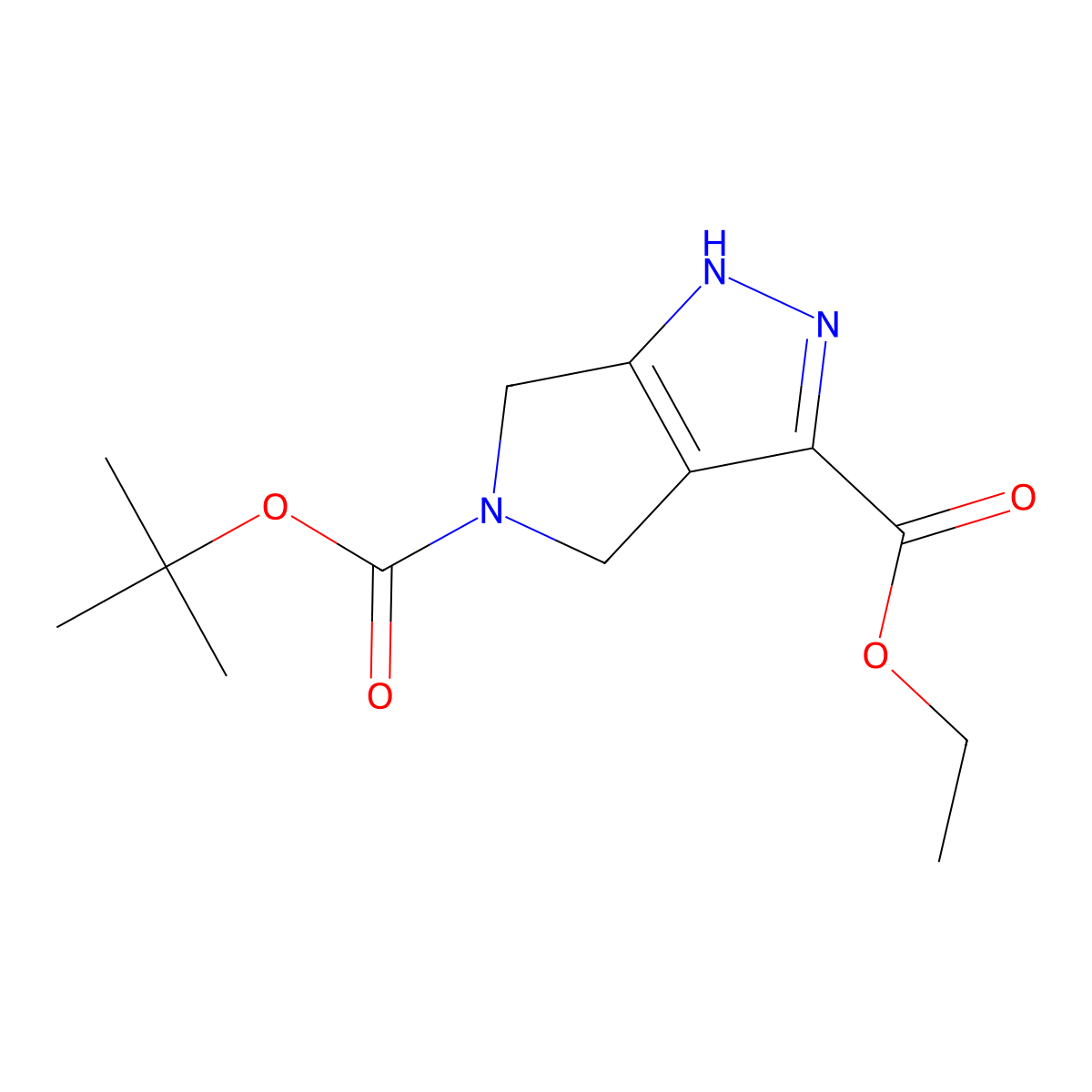 5-tert-butyl 3-ethyl 1H,4H,5H,6H-pyrrolo(3,4-c)pyrazole-3,5-dicarboxylate molecular structure, CAS 1026853-23-5