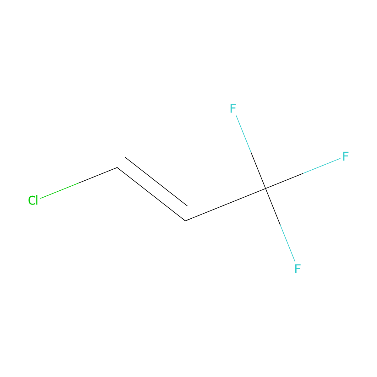 trans-1-Chloro-3,3,3-trifluoropropene molecular structure, CAS 102687-65-0