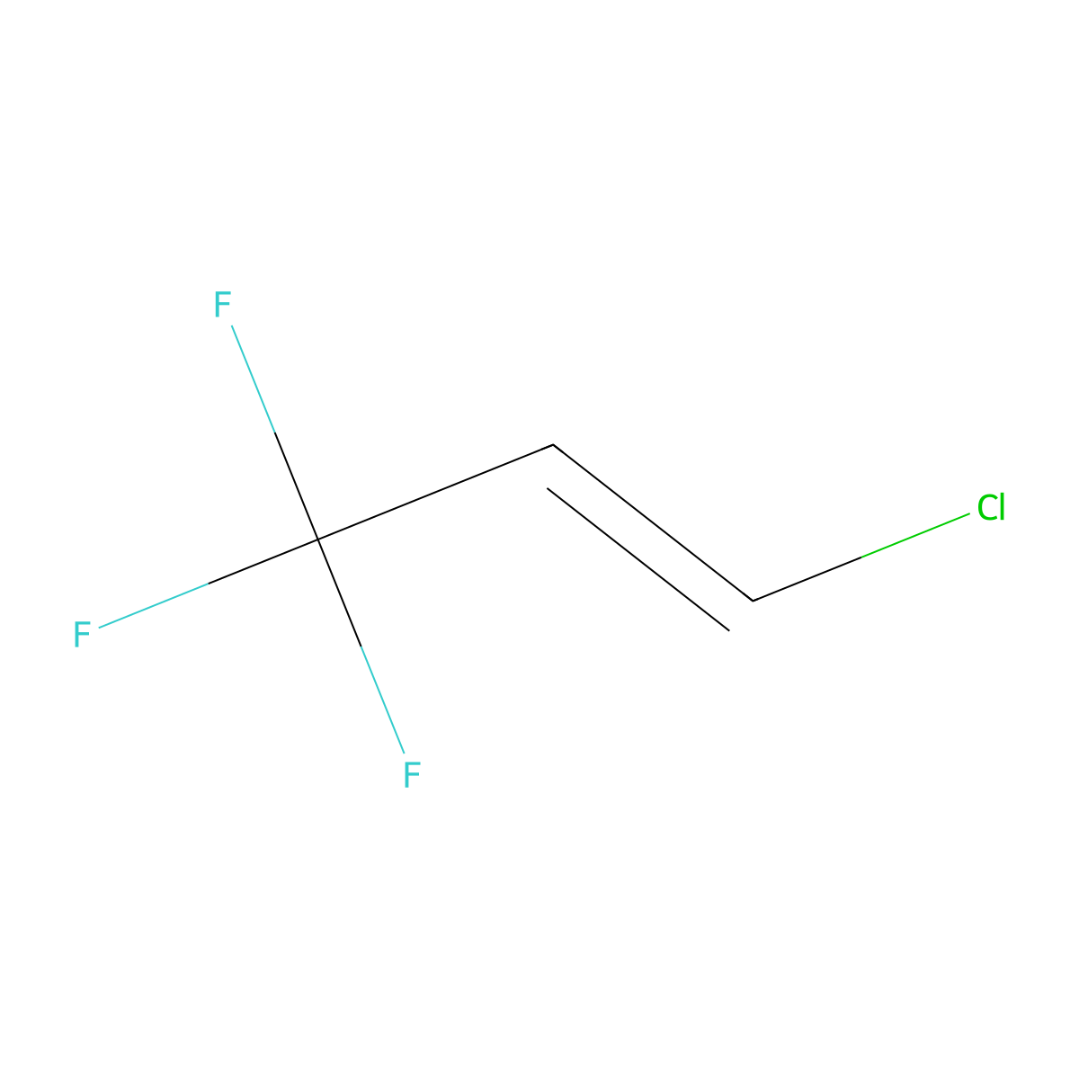 trans-1-Chloro-3,3,3-trifluoropropene molecular structure, CAS 102687-65-0