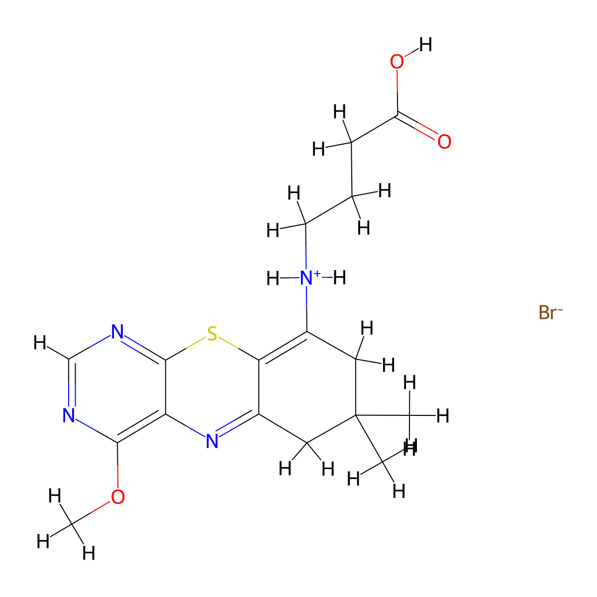 Butanoic acid, 4-((7,8-dihydro-7,7-dimethyl-4-methoxy-6H-pyrimido(4,5-b)(1,4)benzothiazin-9-yl)amino)-, monohydrobromide molecular structure, CAS 102688-90-4