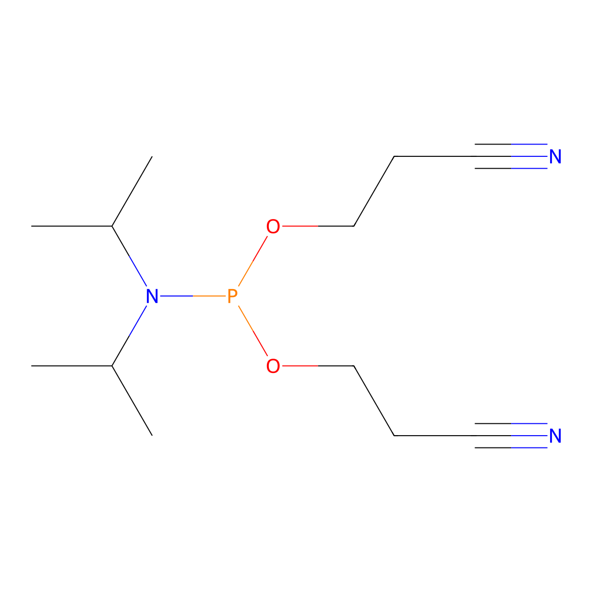 Bis(2-cyanoethyl) N,N-Diisopropylphosphoramidite molecular structure, CAS 102690-88-0
