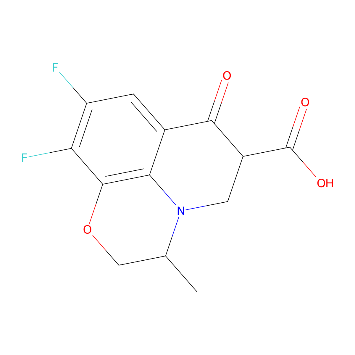 5H-Pyrido[1,2,3-de]-1,4-benzoxazine-6-carboxylic acid, 9,10-difluoro-2,3,6,7-tetrahydro-3-methyl-7-oxo- molecular structure, CAS 1026952-91-9