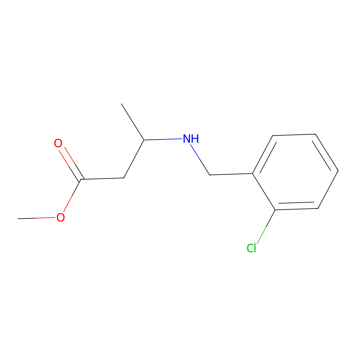 Methyl 3-{[(2-chlorophenyl)methyl]amino}butanoate molecular structure, CAS 1026959-14-7