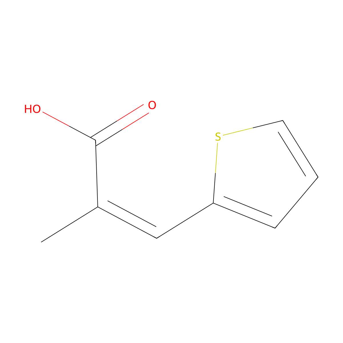(2E)-2-methyl-3-(thiophen-2-yl)prop-2-enoic acid molecular structure, CAS 102696-69-5