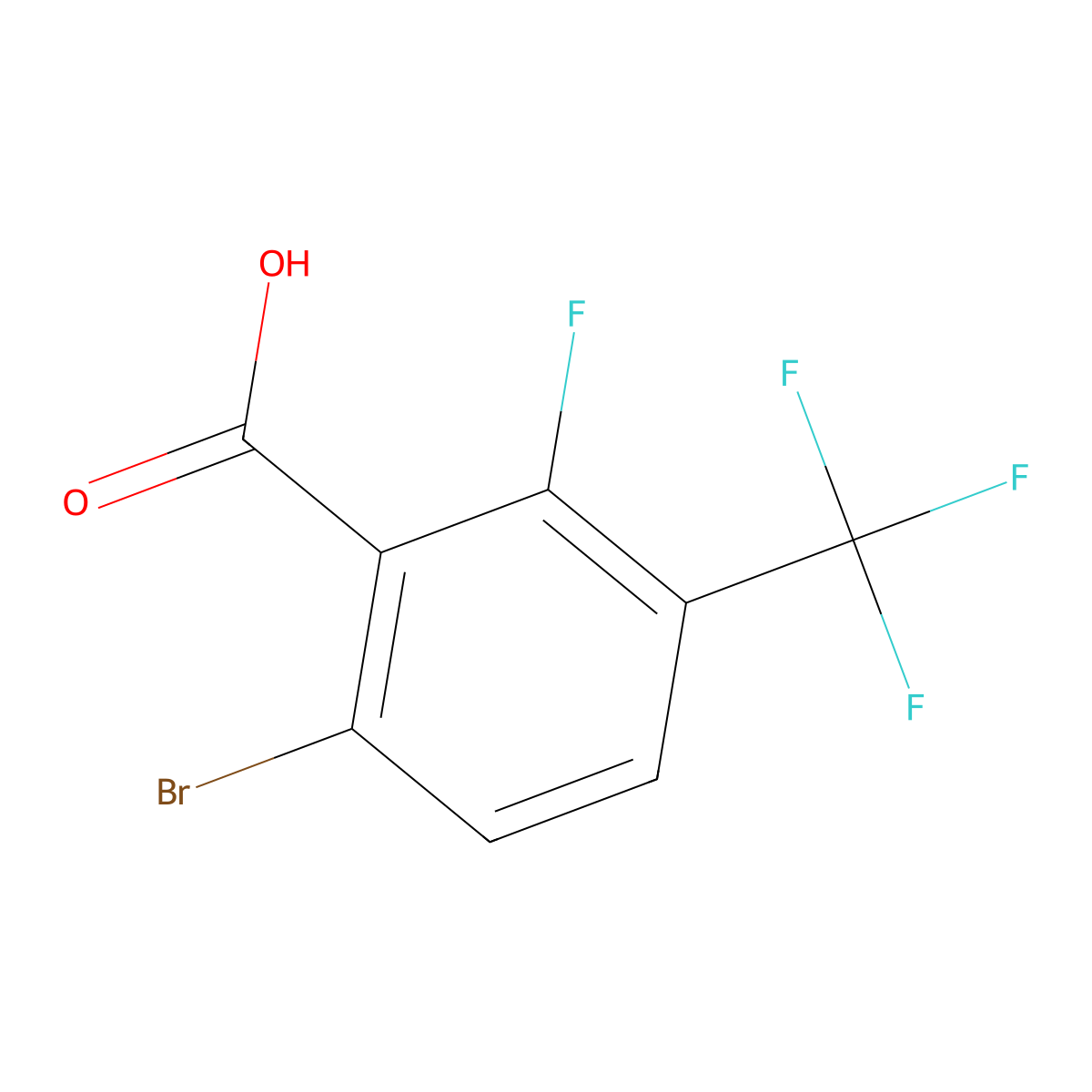 6-Bromo-2-fluoro-3-(trifluoromethyl)benzoic acid molecular structure, CAS 1026962-68-4