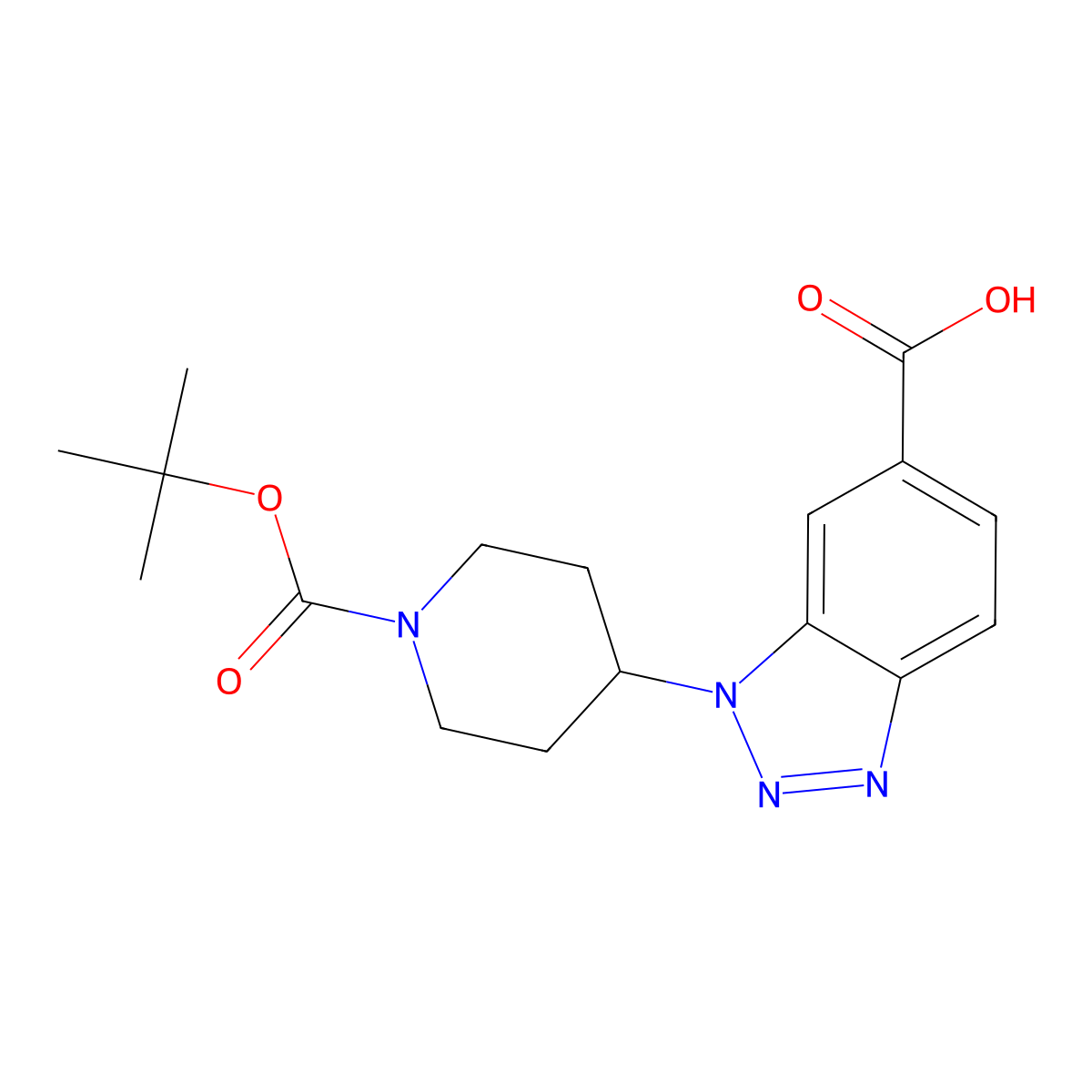 1-{1-[(tert-butoxy)carbonyl]piperidin-4-yl}-1H-1,2,3-benzotriazole-6-carboxylic acid molecular structure, CAS 1026964-31-7