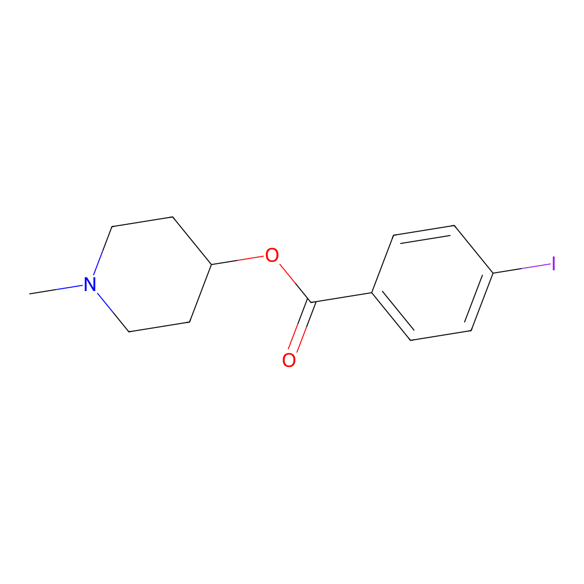 1-Methylpiperidin-4-yl 4-iodobenzoate molecular structure, CAS 102698-62-4