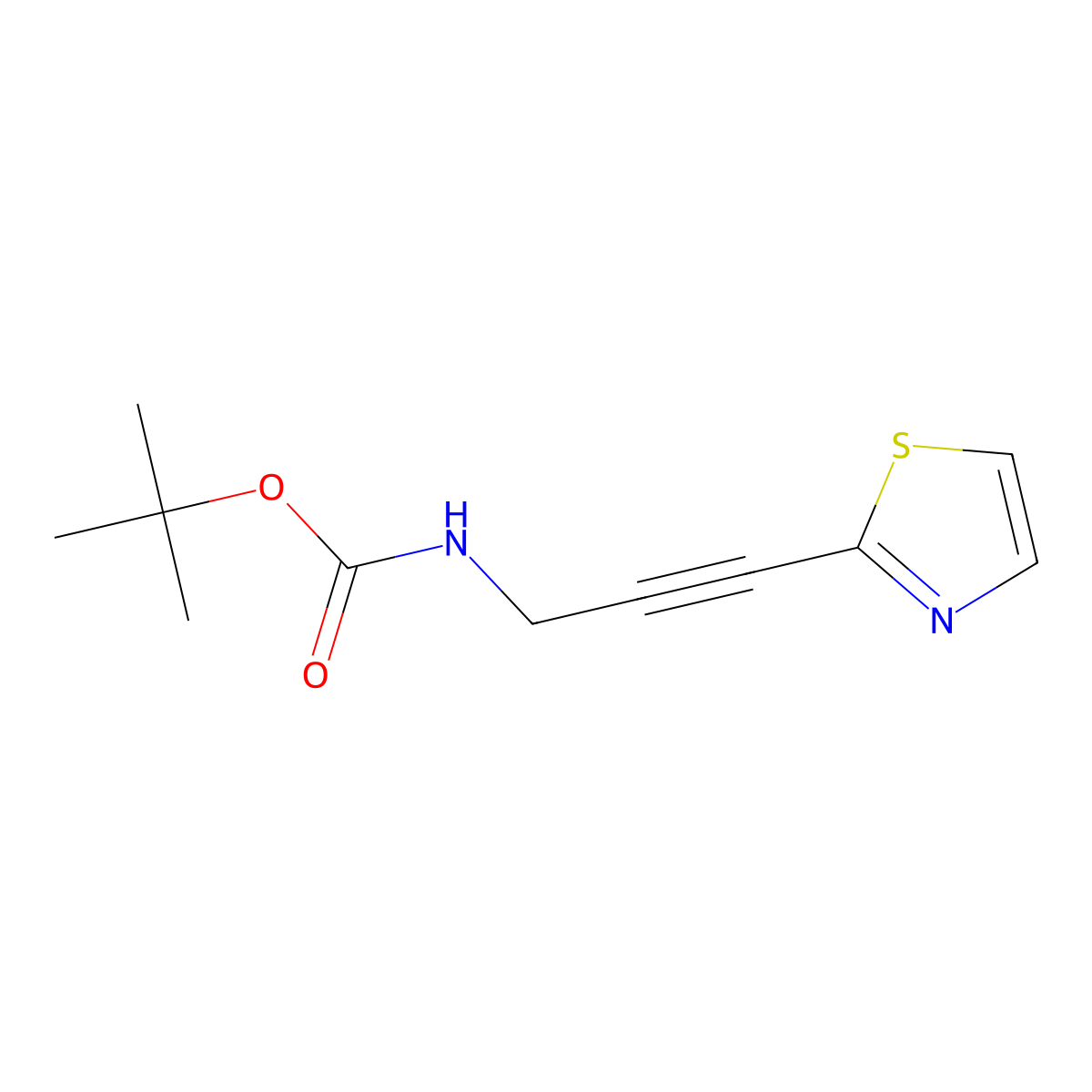 tert-butyl N-[3-(1,3-thiazol-2-yl)prop-2-yn-1-yl]carbamate molecular structure, CAS 1026985-27-2