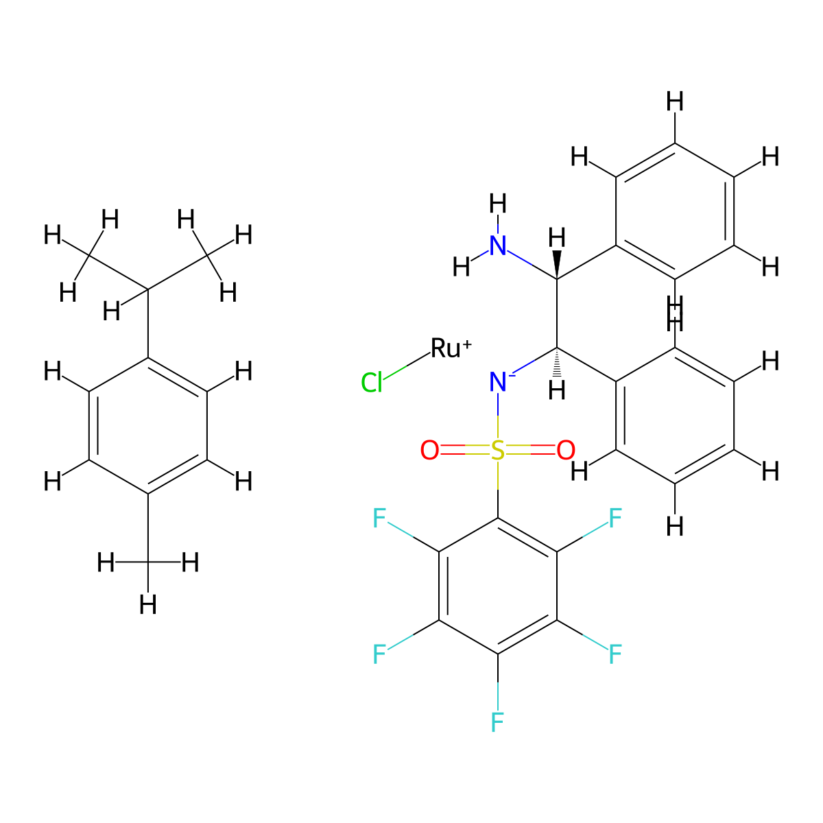 RuCl((R,R)-Fsdpen)(p-cymene) molecular structure, CAS 1026995-71-0