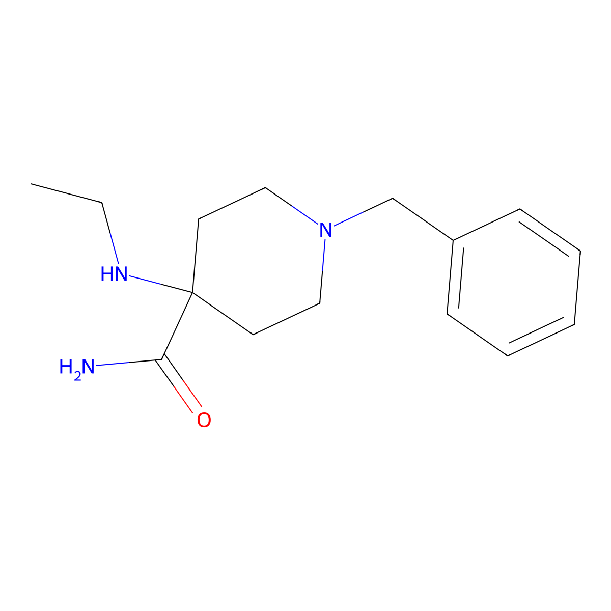 1-Benzyl-4-(ethylamino)piperidine-4-carboxamide molecular structure, CAS 1027-91-4