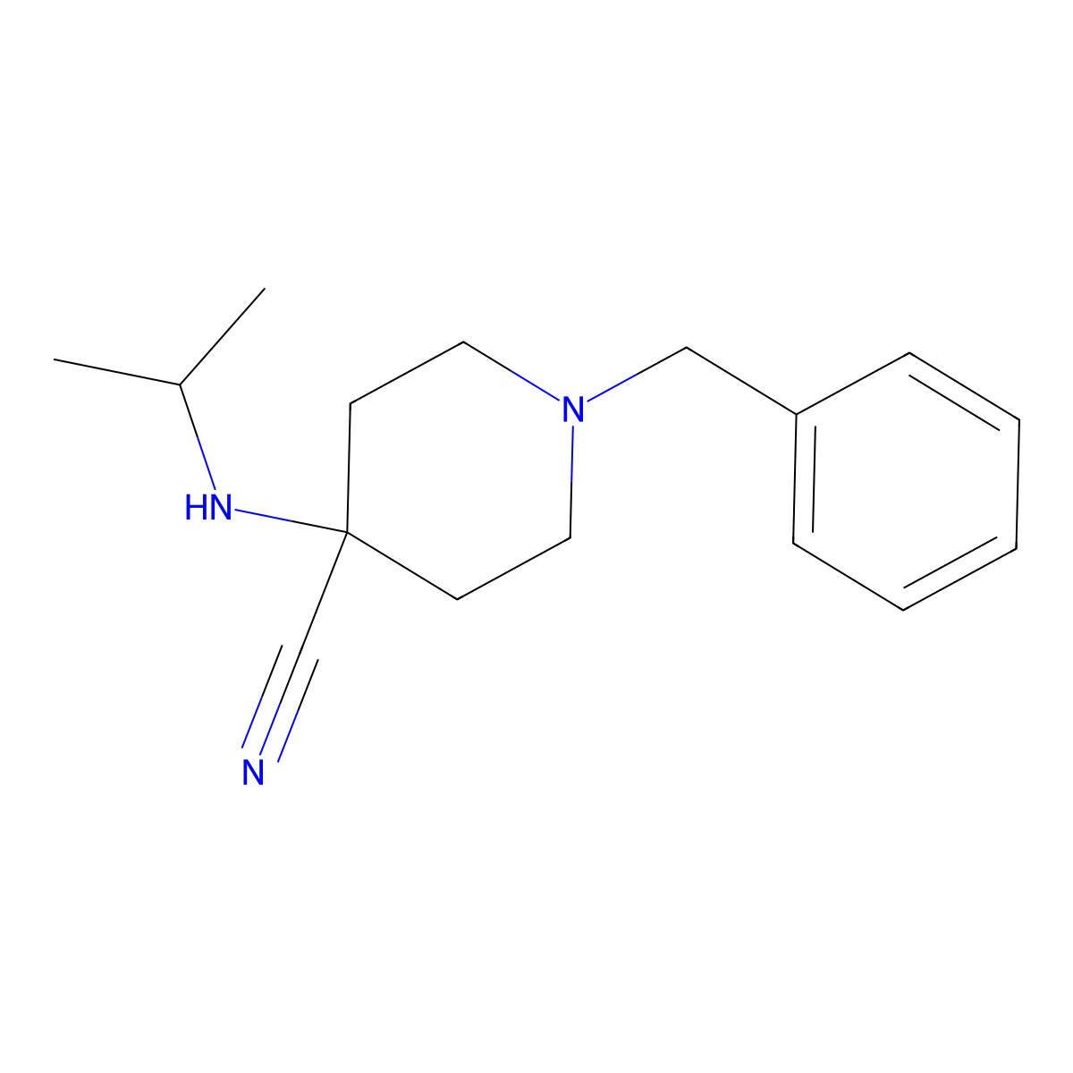 1-Benzyl-4-(isopropylamino)piperidine-4-carbonitrile molecular structure, CAS 1027-94-7