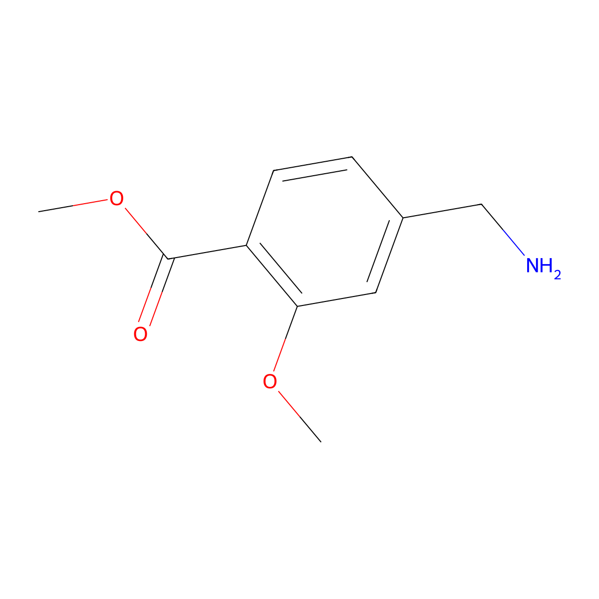Methyl 4-(aminomethyl)-2-methoxybenzoate molecular structure, CAS 1027035-76-2