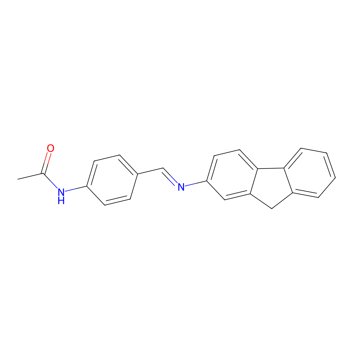 2-(4-Acetamidobenzylideneamino)fluorene molecular structure, CAS 102704-19-8