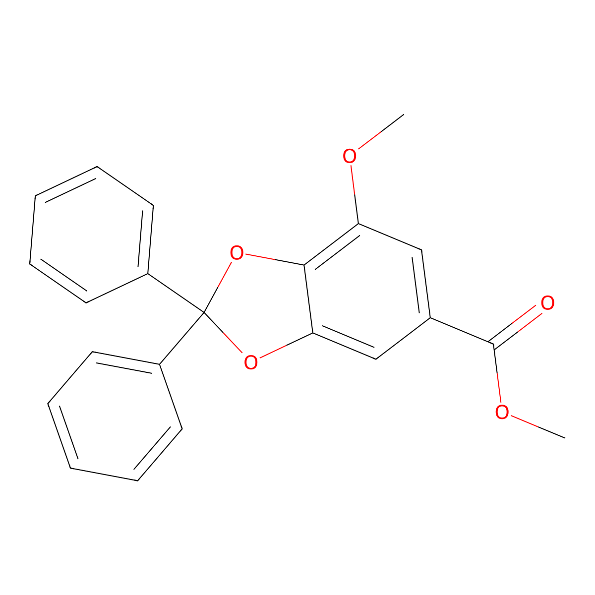 Methyl 7-methoxy-2,2-diphenyl-2H-1,3-benzodioxole-5-carboxylate molecular structure, CAS 102706-14-9