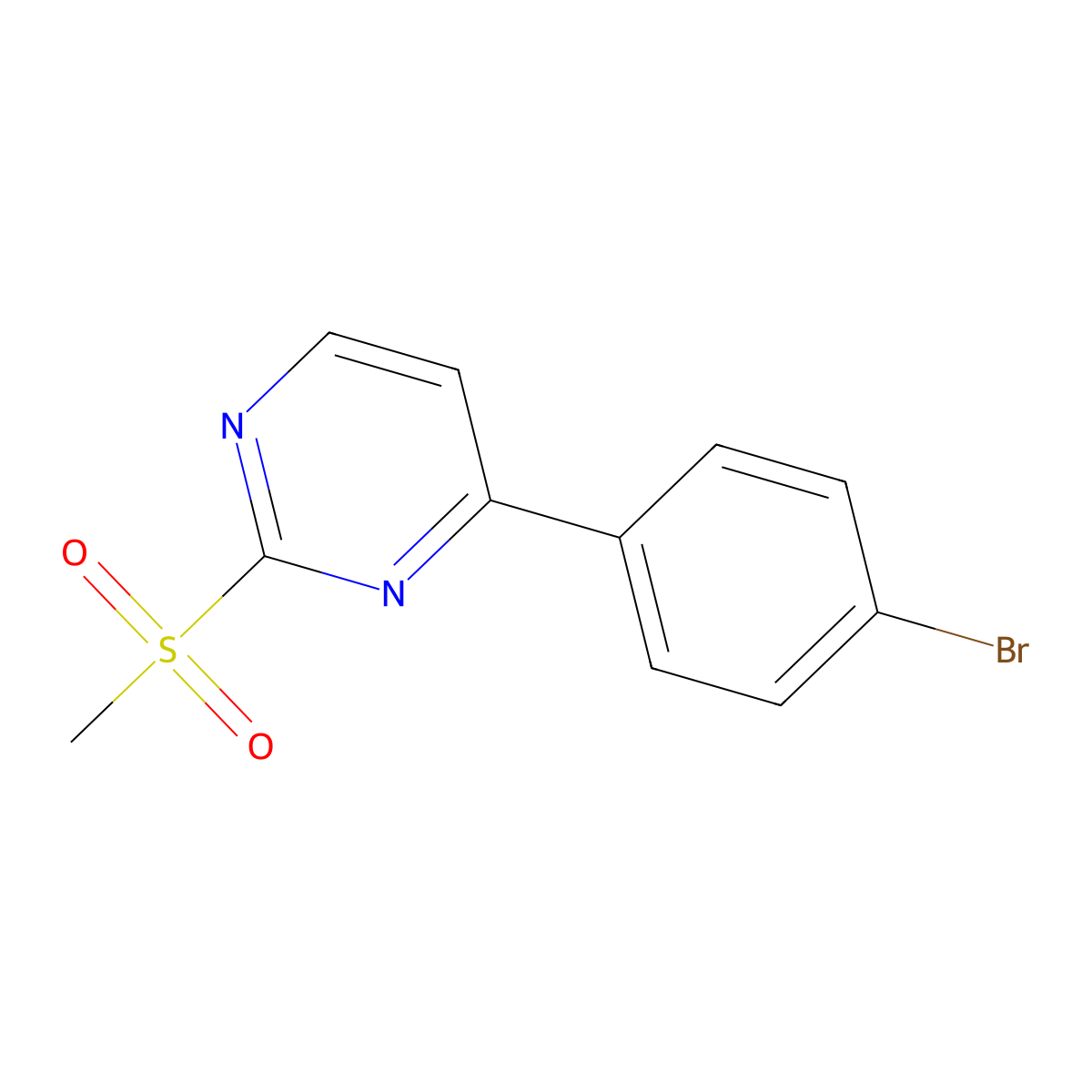 4-(4-Bromophenyl)-2-(methylsulfonyl)pyrimidine molecular structure, CAS 1027064-22-7