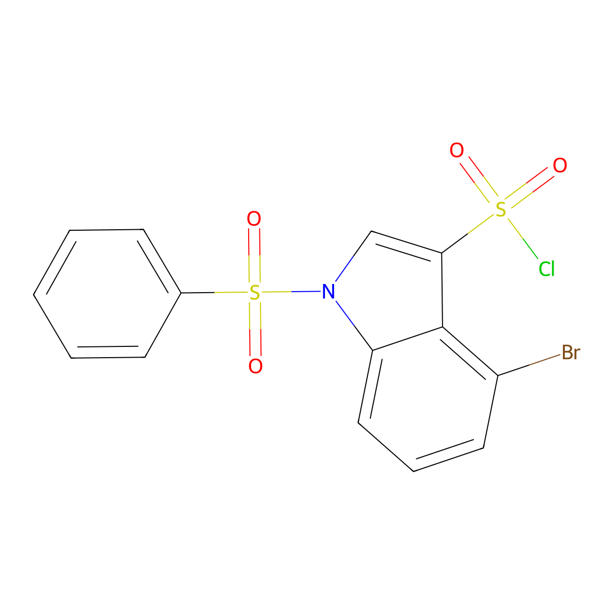 4-Bromo-1-phenylsulfonyl-3-chlorosulfonylindol molecular structure, CAS 1027069-88-0