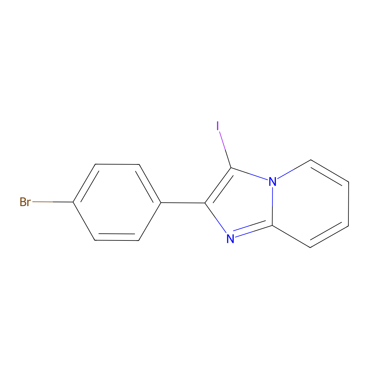 2-(4-Bromophenyl)-3-iodoimidazo[1,2-a]pyridine molecular structure, CAS 1027074-50-5
