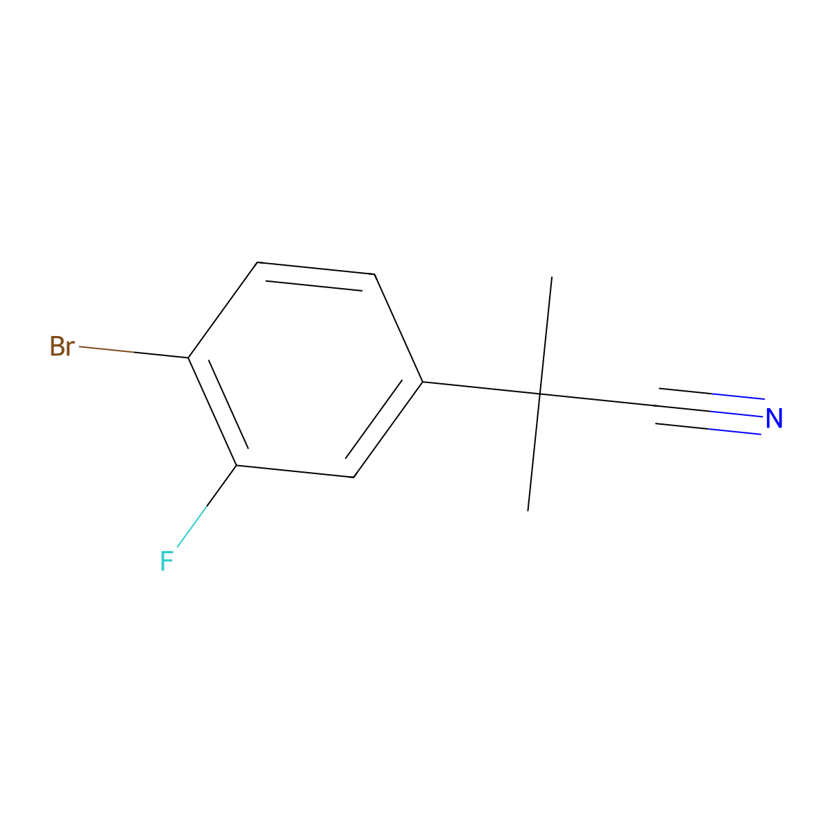 2-(4-Bromo-3-fluorophenyl)-2-methylpropanenitrile molecular structure, CAS 1027087-75-7