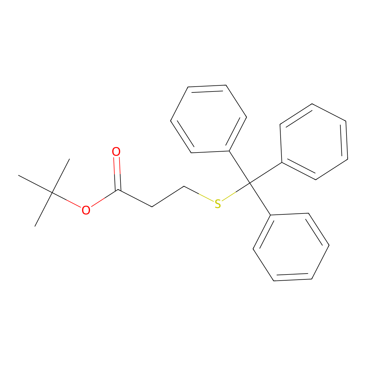 Propanoic acid, 3-[(triphenylmethyl)thio]-, 1,1-dimethylethyl ester molecular structure, CAS 10271-31-5
