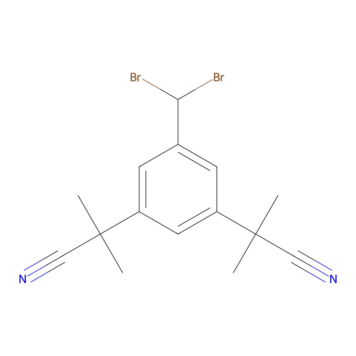 alpha,alpha,alpha',alpha'-Tetramethyl-5-(dibromomethyl)-1,3-benzenediacetonitrile molecular structure, CAS 1027160-12-8