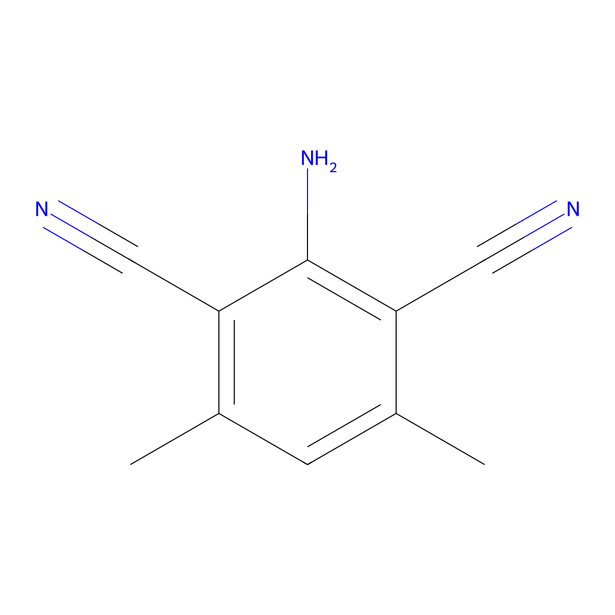 2-Amino-4,6-dimethylisophthalonitrile molecular structure, CAS 10272-10-3