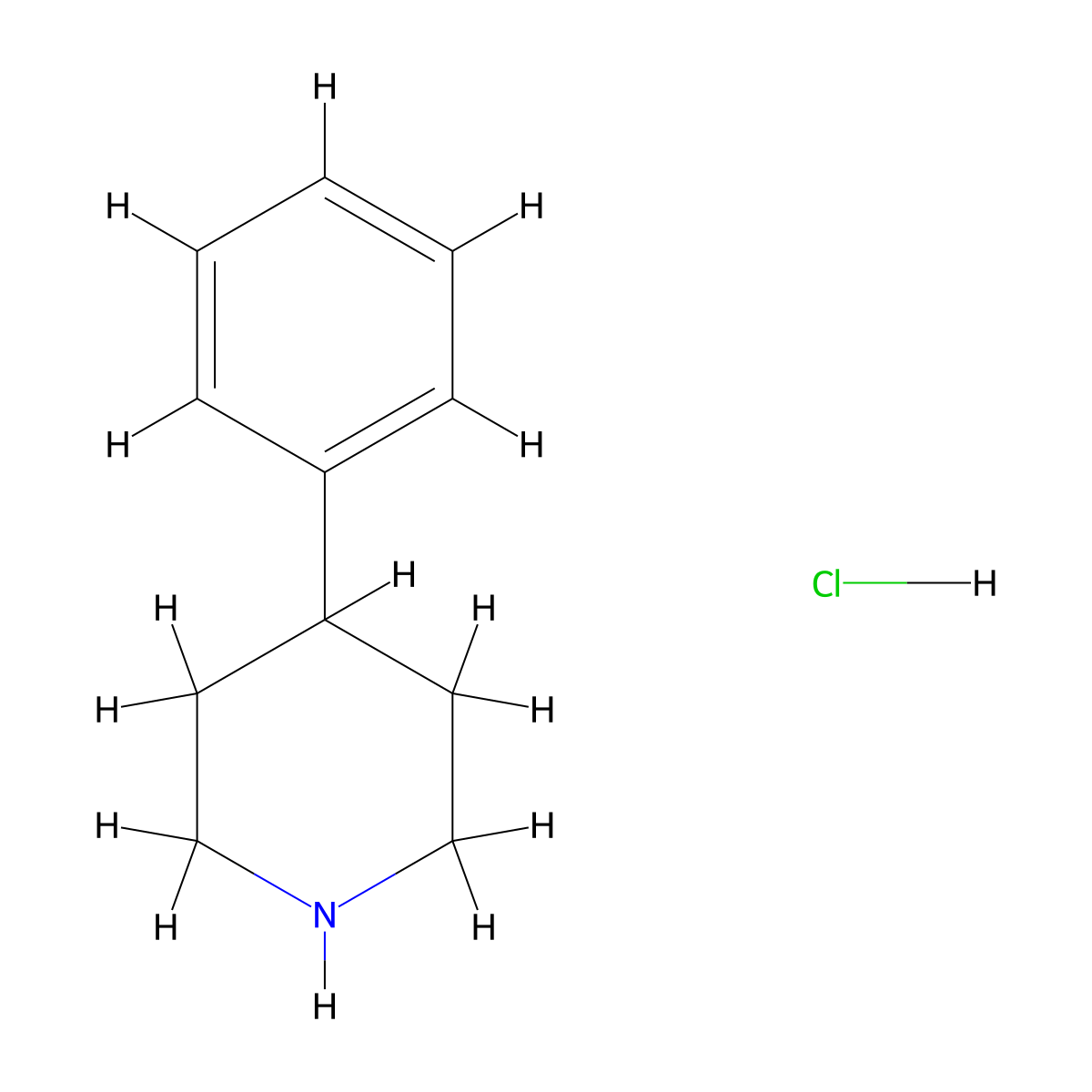4-Phenylpiperidinium chloride molecular structure, CAS 10272-49-8