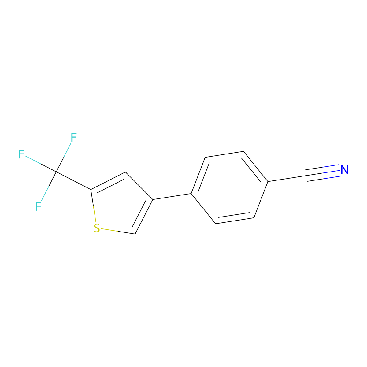 4-[5-(Trifluoromethyl)-3-thienyl]benzonitrile molecular structure, CAS 1027266-65-4
