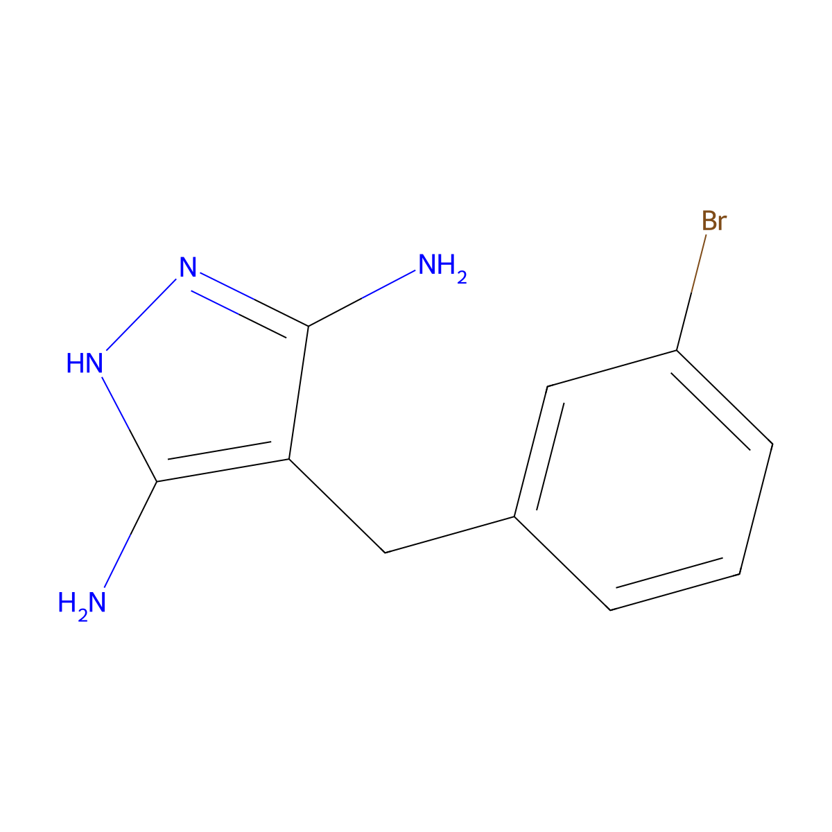 3-amino-4-(3-bromobenzyl)-1H-pyrazol-5-ylamine molecular structure, CAS 1027327-83-8