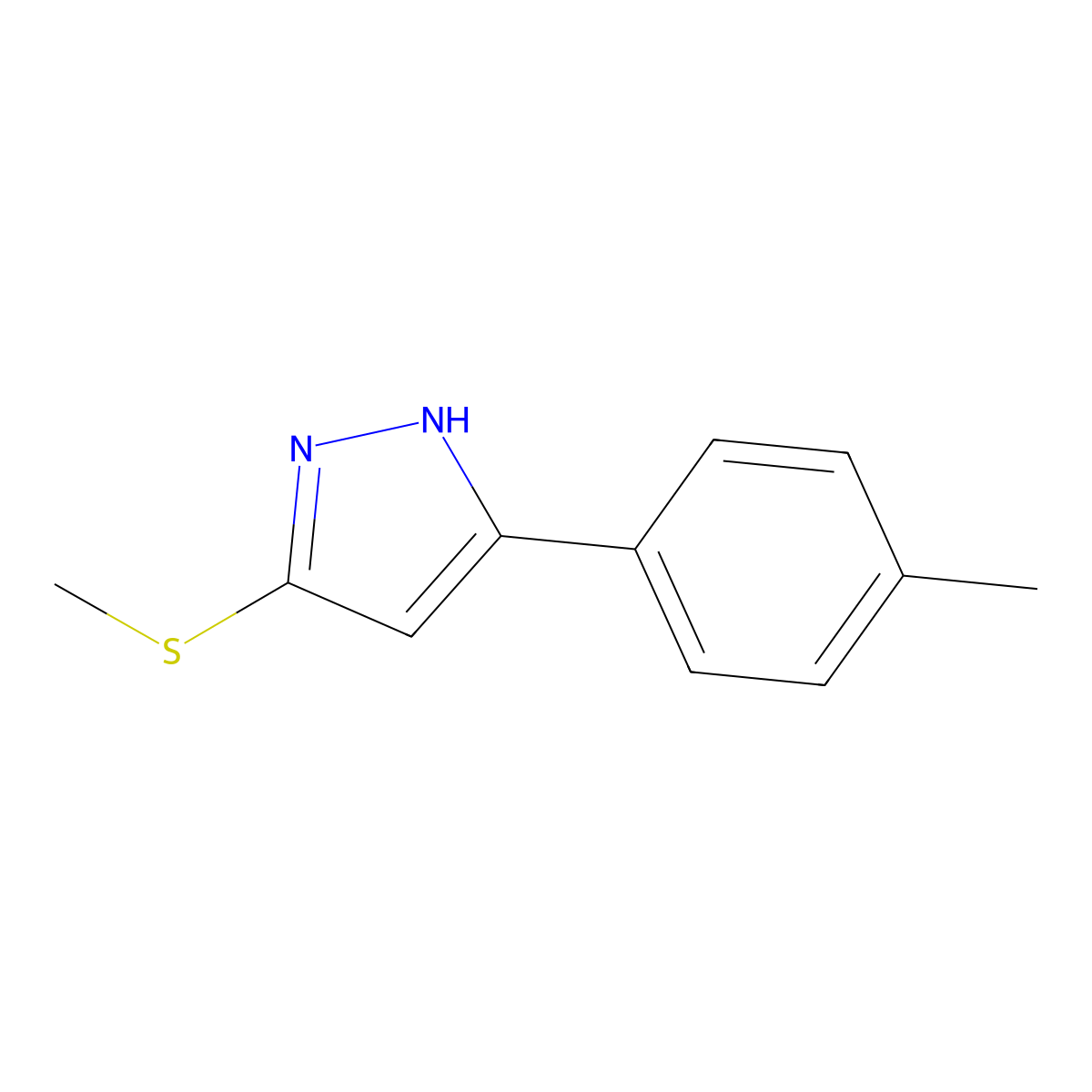 5-(4-Methylphenyl)-3-(methylthio)-1H-pyrazole molecular structure, CAS 1027329-17-4
