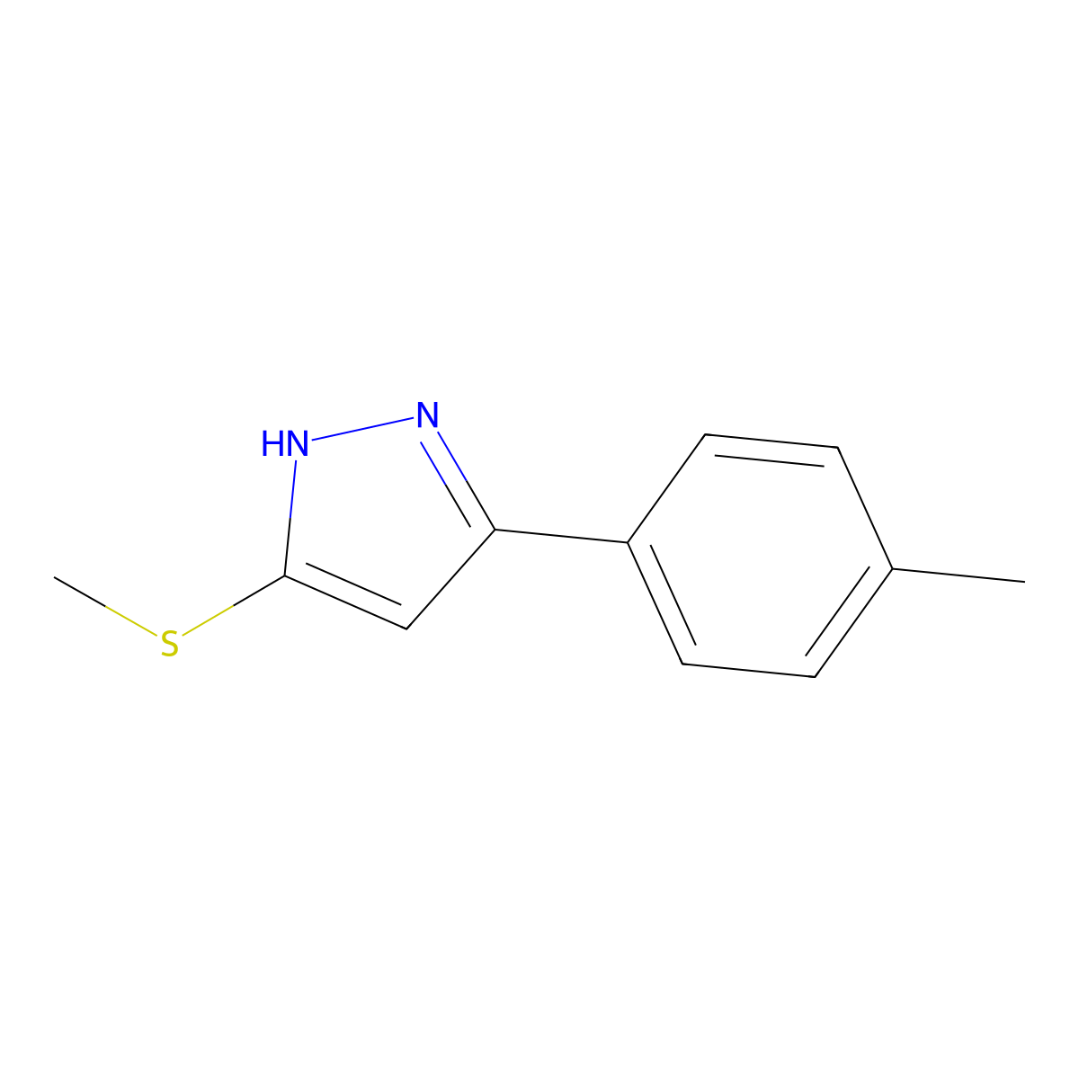 5-(4-Methylphenyl)-3-(methylthio)-1H-pyrazole molecular structure, CAS 1027329-17-4