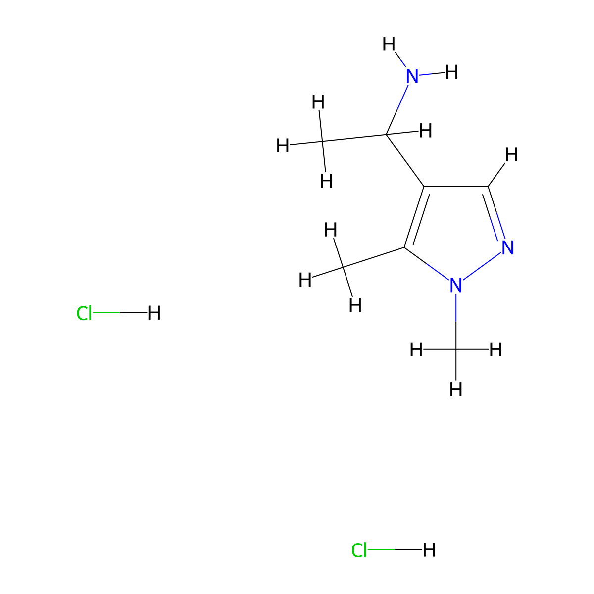 1-(1,5-Dimethyl-1H-pyrazol-4-yl)ethanamine dihydrochloride molecular structure, CAS 1027329-19-6