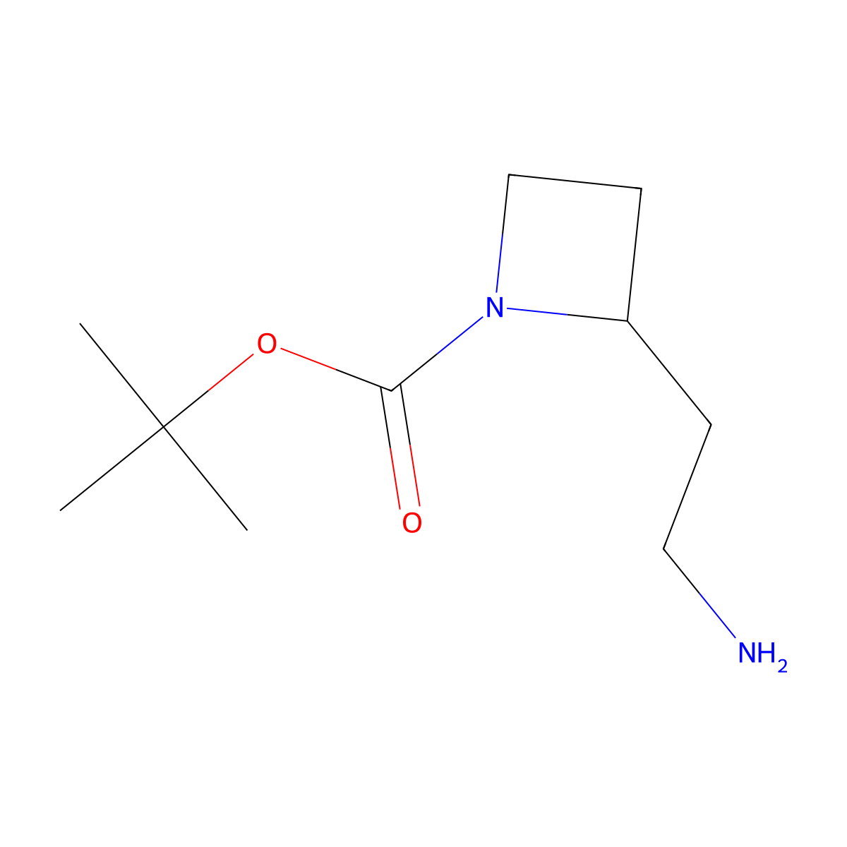 Tert-butyl 2-(2-aminoethyl)azetidine-1-carboxylate molecular structure, CAS 1027333-11-4