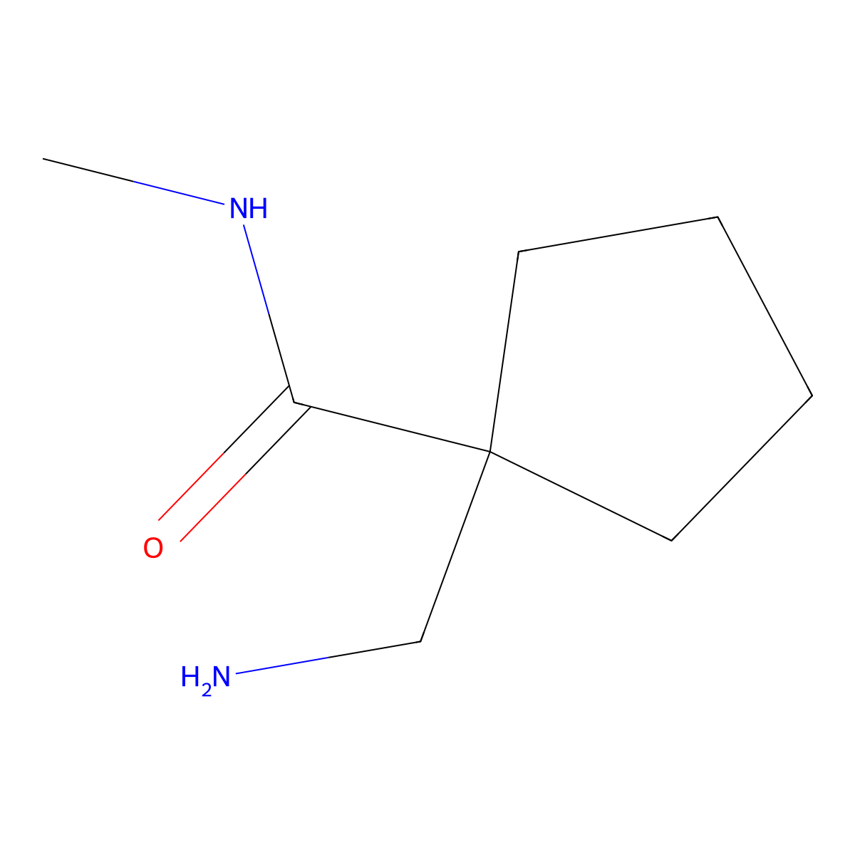 1-(aminomethyl)-N-methylcyclopentane-1-carboxamide molecular structure, CAS 1027338-04-0