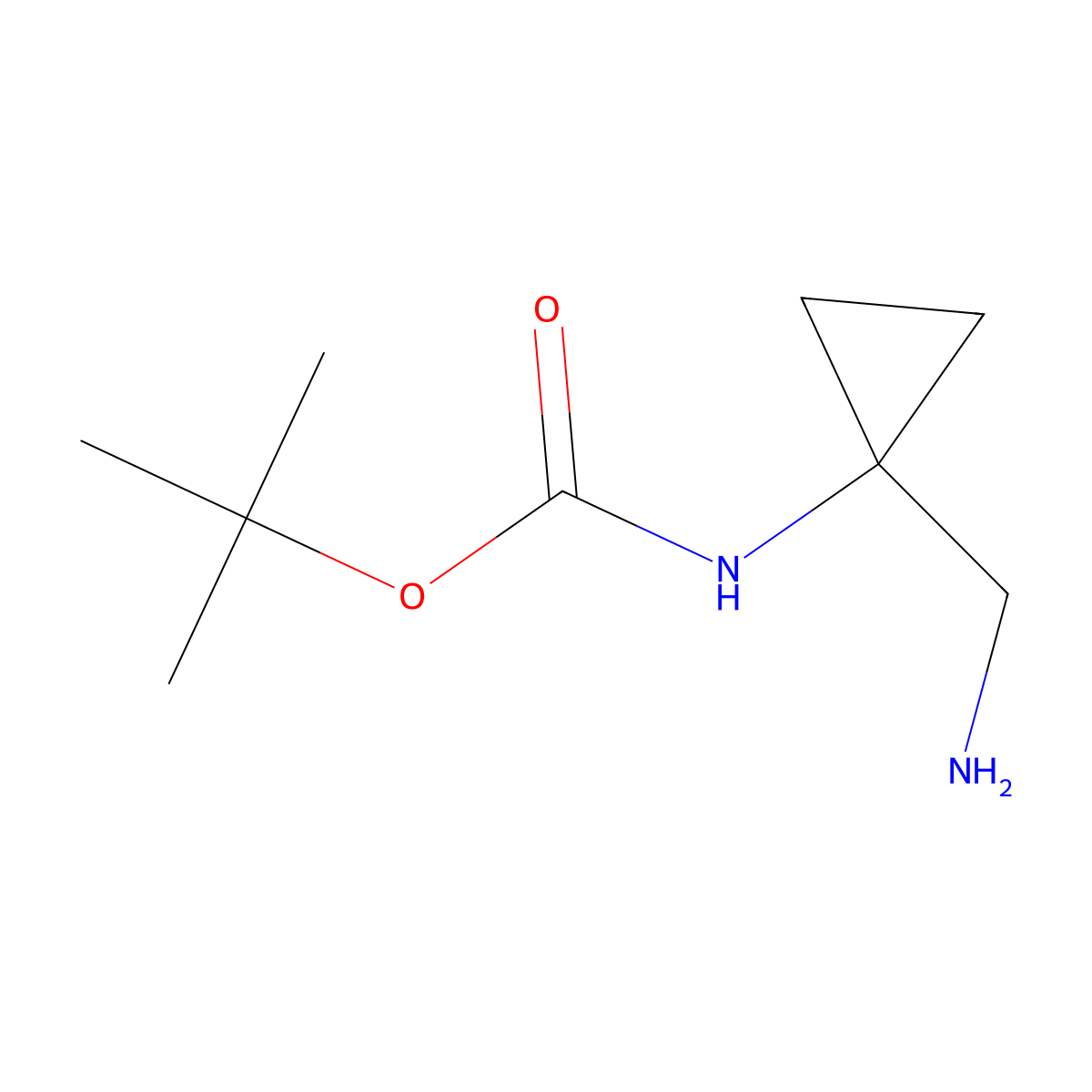 tert-butyl N-(1-(aminomethyl)cyclopropyl)carbamate molecular structure, CAS 1027338-34-6