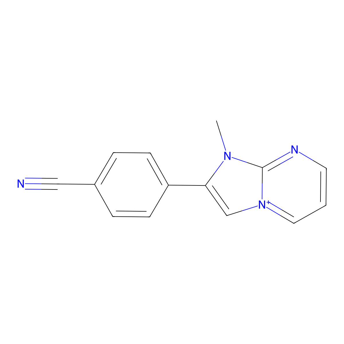 2-(4-Cyanophenyl)-1-methylimidazo[1,2-a]pyrimidin-1-ium molecular structure, CAS 1027340-57-3