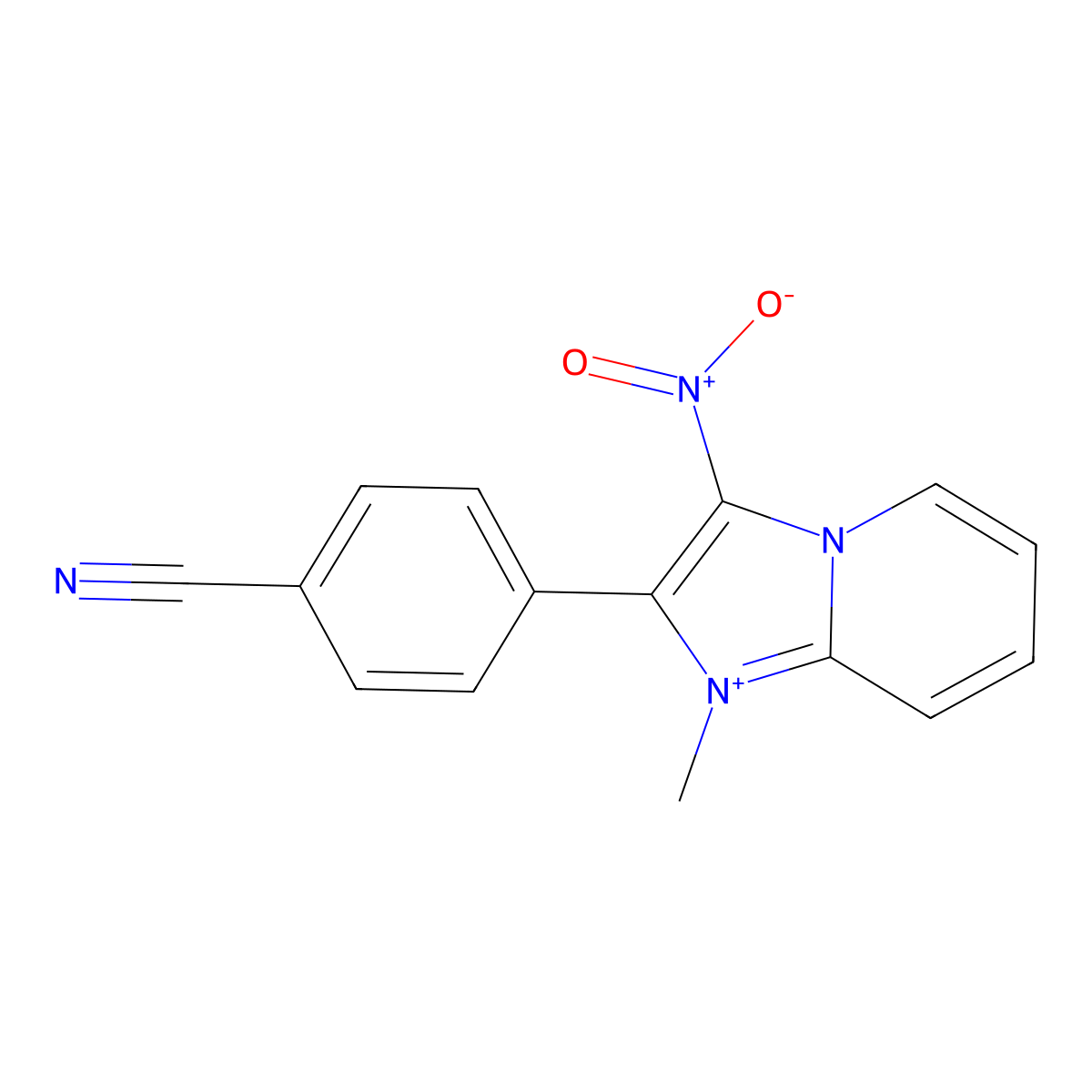 2-(4-Cyanophenyl)-1-methyl-3-nitroimidazo[1,2-a]pyridin-1-ium molecular structure, CAS 1027340-72-2