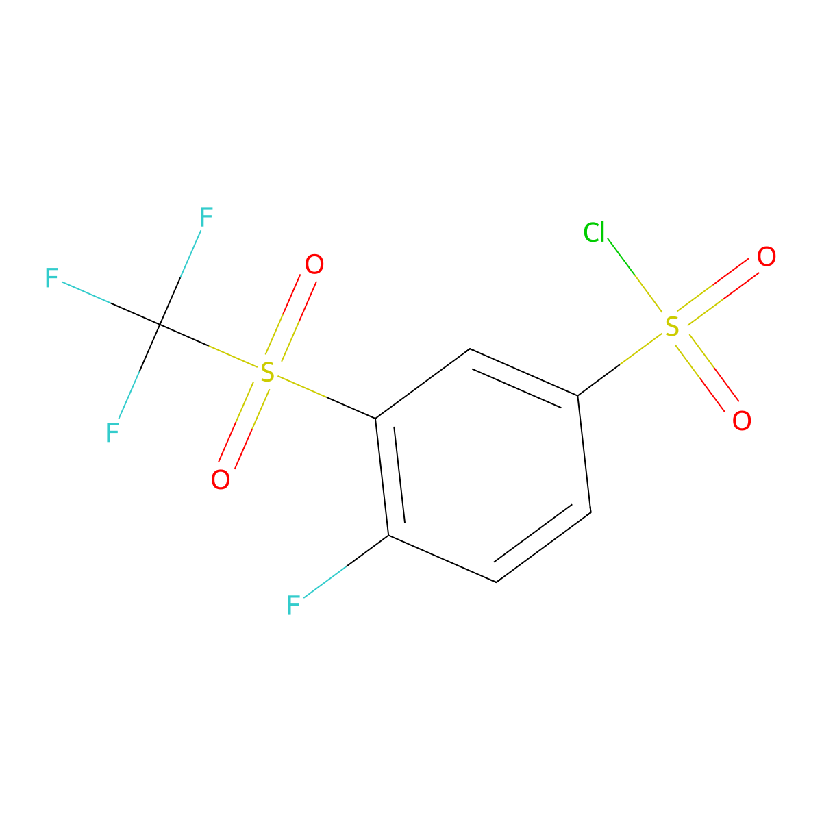 4-Fluoro-3-(trifluoromethylsulfonyl)benzenesulfonyl chloride molecular structure, CAS 1027345-07-8