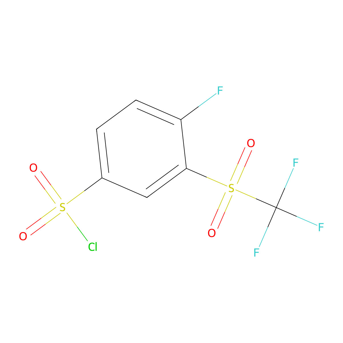 4-Fluoro-3-(trifluoromethylsulfonyl)benzenesulfonyl chloride molecular structure, CAS 1027345-07-8