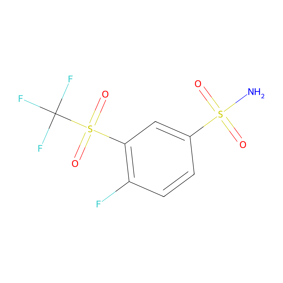 4-Fluoro-3-((trifluoromethyl)sulfonyl)benzenesulfonamide molecular structure, CAS 1027345-08-9