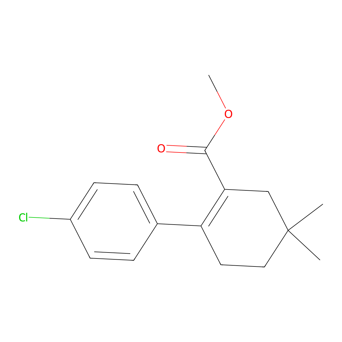 Methyl 4'-chloro-4,4-dimethyl-3,4,5,6-tetrahydro-[1,1'-biphenyl]-2-carboxylate molecular structure, CAS 1027345-20-5