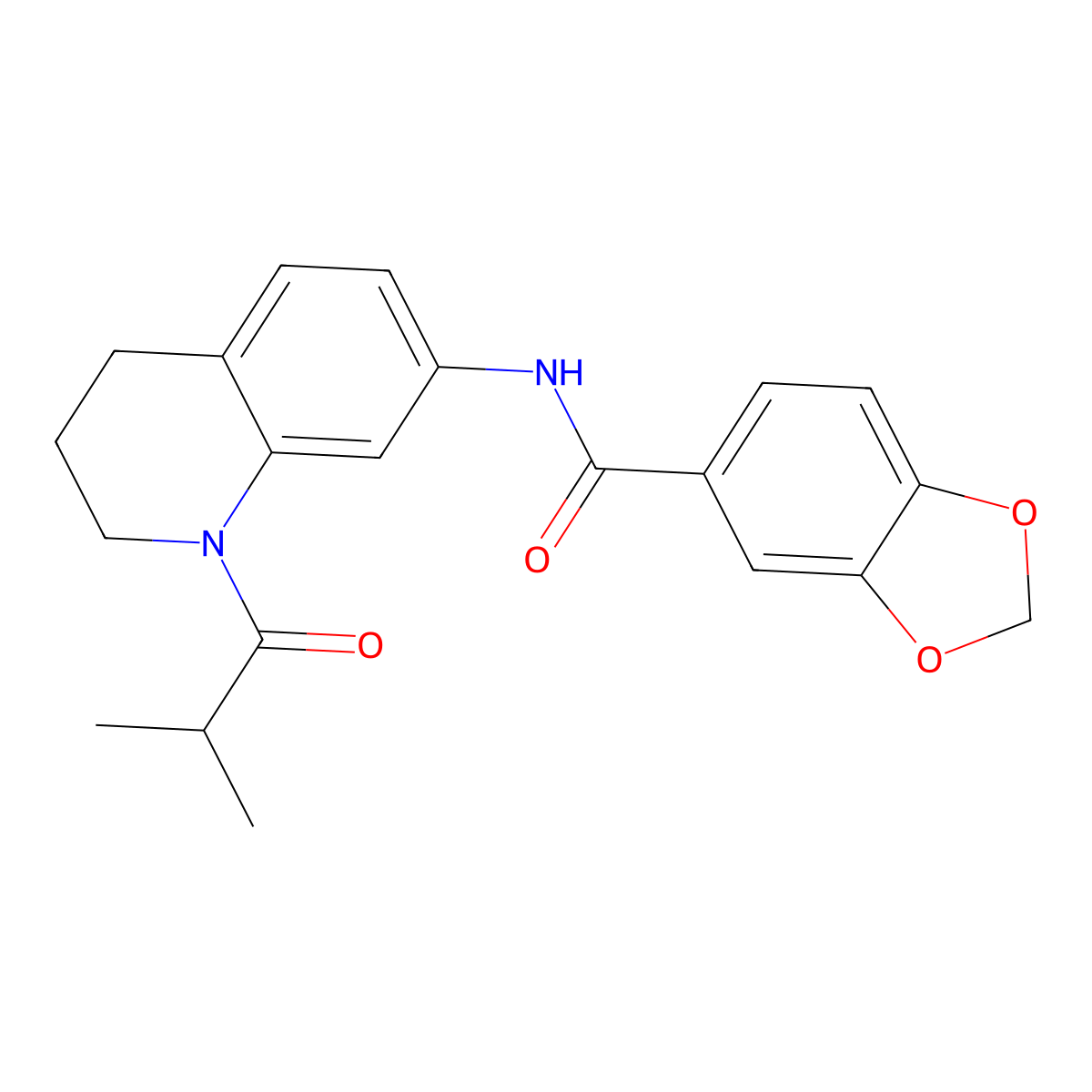 N-(1-isobutyryl-1,2,3,4-tetrahydroquinolin-7-yl)benzo[d][1,3]dioxole-5-carboxamide molecular structure, CAS 1027372-20-8