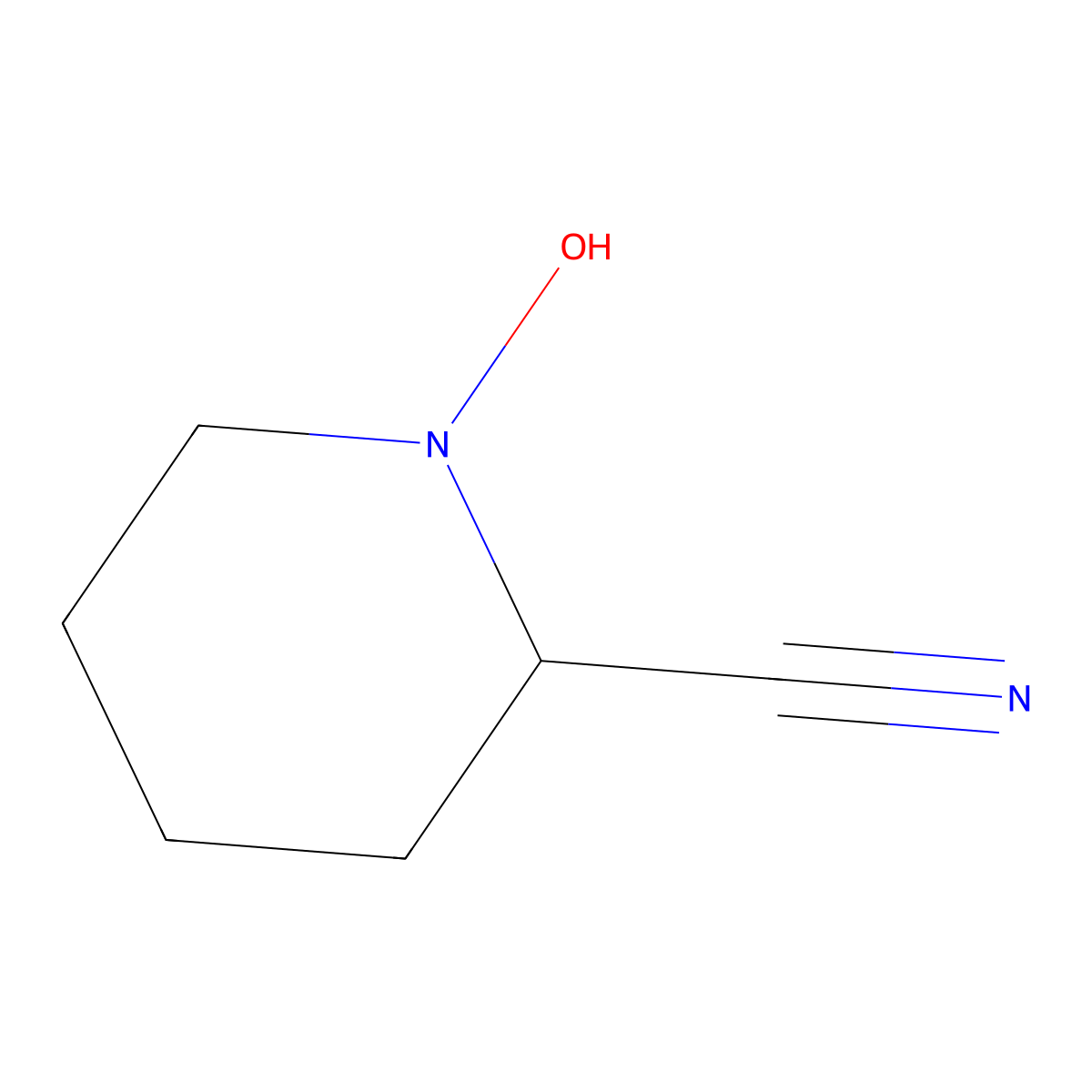 1-Hydroxypiperidine-2-carbonitrile molecular structure, CAS 102739-96-8
