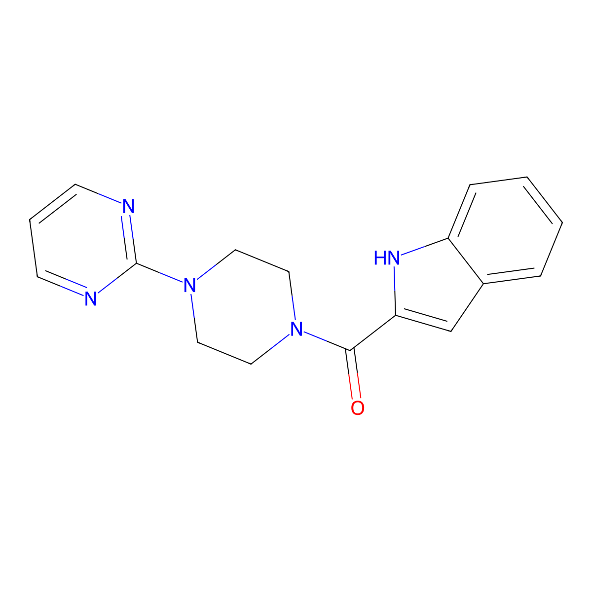 1H-indol-2-yl-(4-pyrimidin-2-ylpiperazin-1-yl)methanone molecular structure, CAS 1027418-37-6