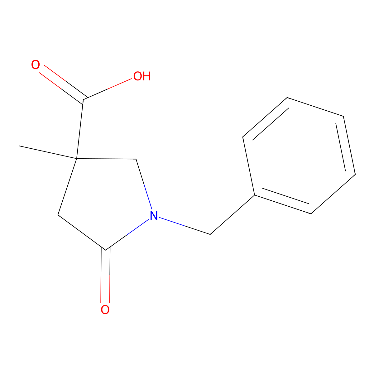 1-Benzyl-3-methyl-5-oxopyrrolidine-3-carboxylic acid molecular structure, CAS 1027419-89-1