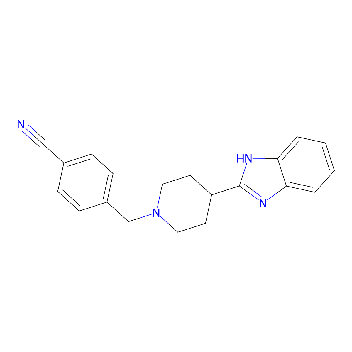 4-((4-(1H-Benzo[d]imidazol-2-yl)piperidin-1-yl)methyl)benzonitrile molecular structure, CAS 1027486-96-9